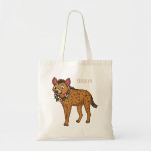 Hyena and flowers cartoon illustration tote bag