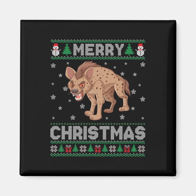 Hyena Animal Men Women Kids Ugly Christmas Sweater Magnet (Front)