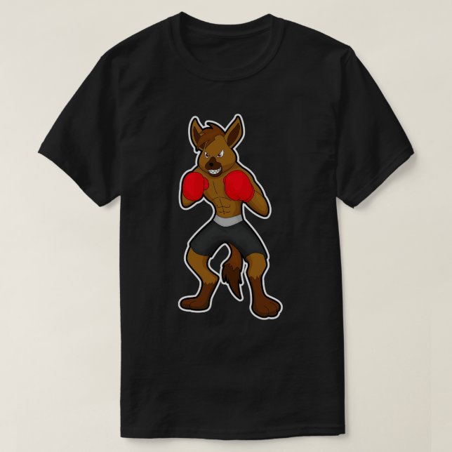 Hyena at Boxing with Boxing gloves T-Shirt (Design Front)