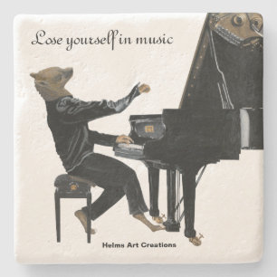Hyena Piano Music Fantasy Art Stone Coaster