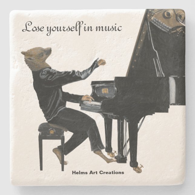 Hyena Piano Music Fantasy Art Stone Coaster (Front)