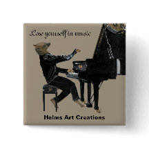 Hyena Piano Music Pianist Fantasy Art Button