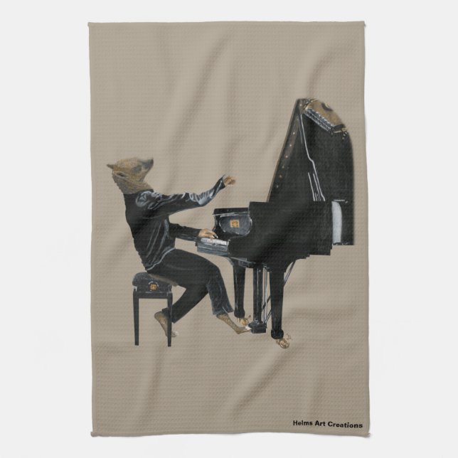 Hyena Piano Music Pianist Fantasy Kitchen Towel (Vertical)