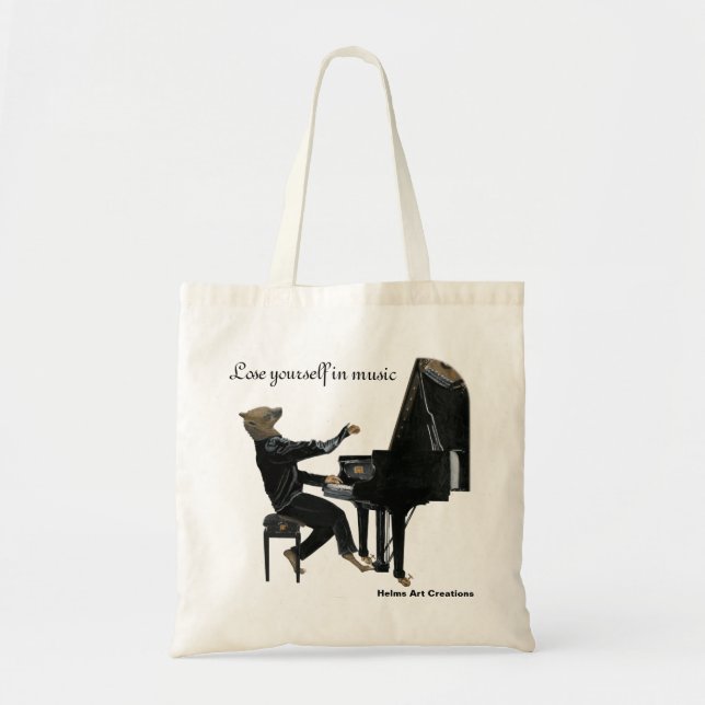 Hyena Piano Music Player Fantasy Art Budget Tote (Front)