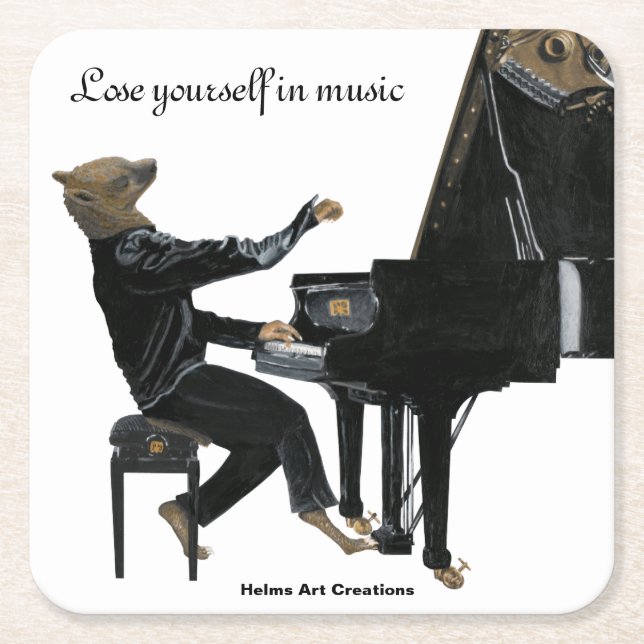 Hyena Piano Music Player Fantasy Paper Coasters (Front)