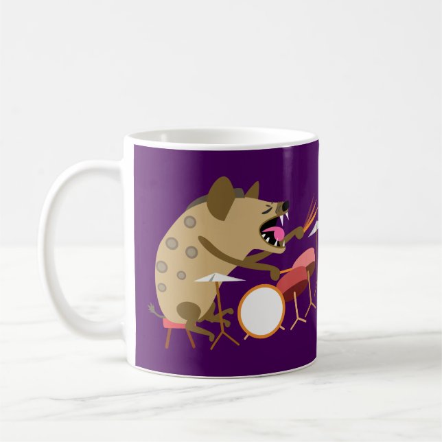 Hyena Playing Drums Coffee Mug (Left)