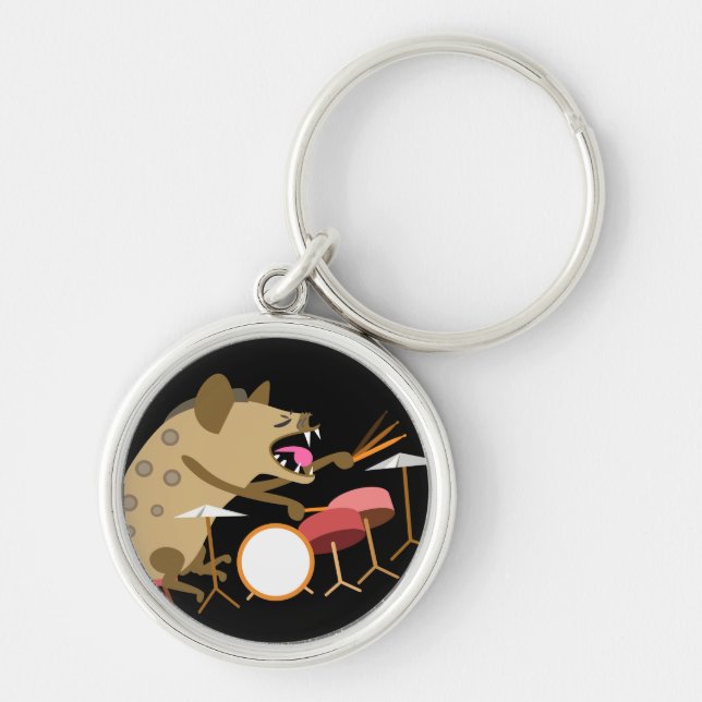 Hyena Playing Drums Key Ring (Front)