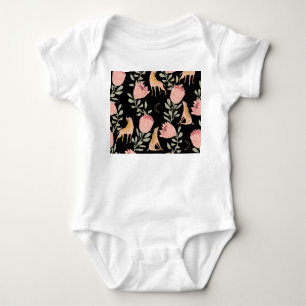 Hyena & Protea: Black Background Seamless Baby Bodysuit