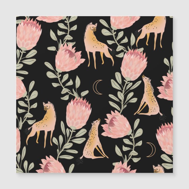 Hyena & Protea: Dark Vintage Pattern (Front)