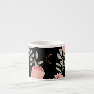 Hyena & Protea: Dark Vintage Pattern Espresso Cup