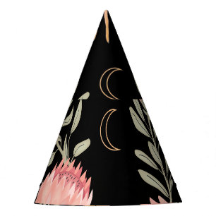 Hyena & Protea: Dark Vintage Pattern Party Hat