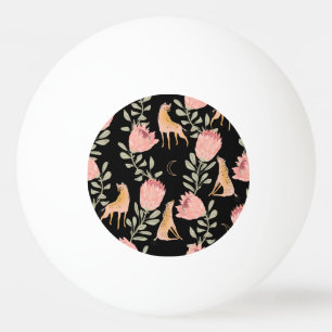 Hyena & Protea: Dark Vintage Pattern Ping Pong Ball