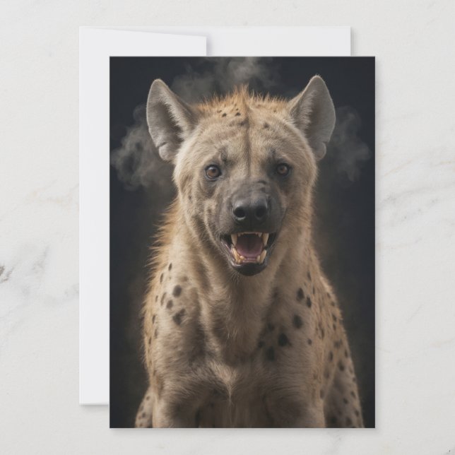 Hyena Wild Animal Elegant Dramatic Mist Portrait Announcement (Front)