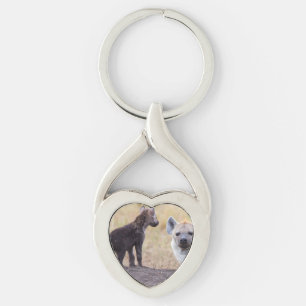 Hyena with young one key ring