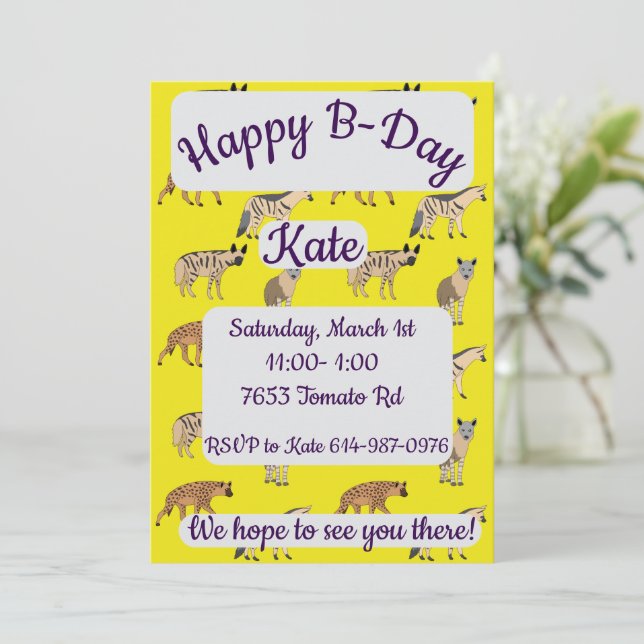 Hyenas Happy Birthday Invitation (Standing Front)