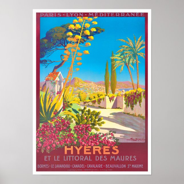 Hyeres France vintage travel Poster (Front)