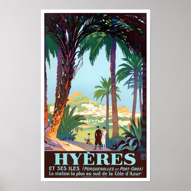 Hyeres France vintage travel Poster (Front)