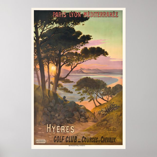 Hyeres Golf Club Horse Races PLM Vintage Travel Poster (Front)
