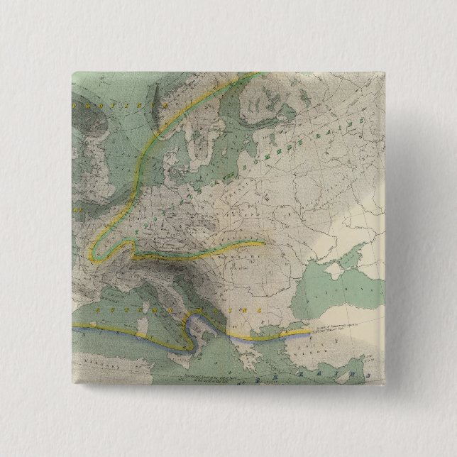 Hyetographic map Europe 15 Cm Square Badge (Front)