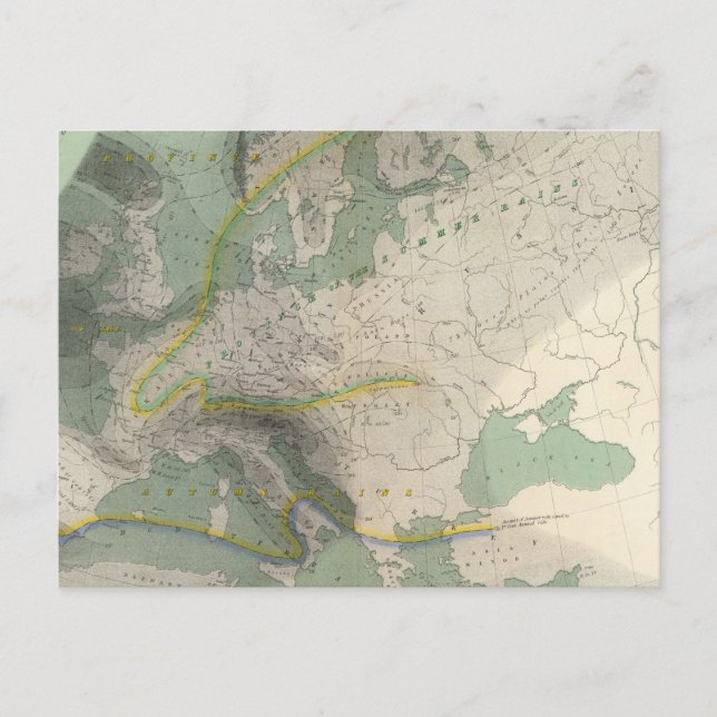 Hyetographic map Europe Postcard (Front)