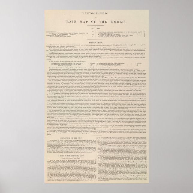 Hyetographic or Rain Map of the World Poster (Front)