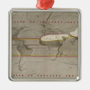 Hyetographic rain map metal ornament