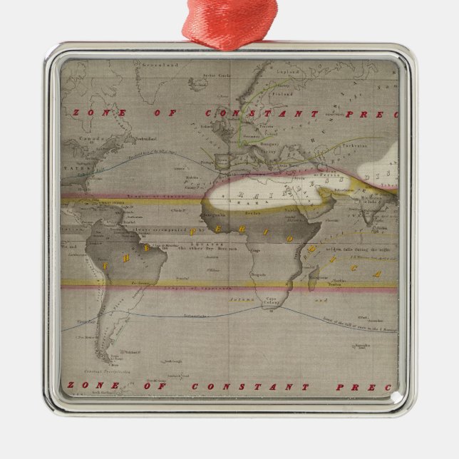 Hyetographic rain map metal ornament (Front)