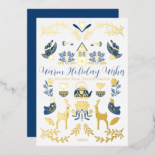 Hygge Blue | Yellow Unique Warm Holiday Wishes (Front/Back)