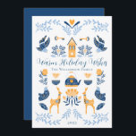 Hygge Blue | Yellow Unique Warm Holiday Wishes<br><div class="desc">Perfect for your winter holiday greetings,  this unique "Warm Holiday Wishes" editable design features an array of hygge style graphics arranged into a unique pattern that is cosy and cheerful.  Composite design by Holiday Hearts Designs.</div>