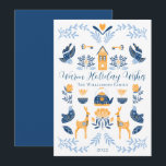 Hygge Blue | Yellow Unique Warm Holiday Wishes  Card<br><div class="desc">Perfect for your winter holiday greetings,  this unique "Warm Holiday Wishes" editable design features an array of hygge style graphics arranged into a unique pattern that is cosy and cheerful.  Composite design by Holiday Hearts Designs.</div>