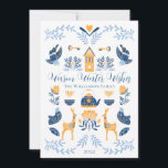 Hygge Blue | Yellow Unique Warm Winter Wishes Holiday Card<br><div class="desc">Perfect for your winter holiday greetings,  this unique "Warm Winter Wishes" editable design features an array of hygge style graphics arranged into a unique pattern that is cosy and cheerful.  Composite design by Holiday Hearts Designs.</div>