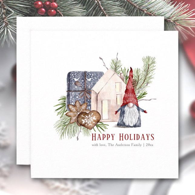 Hygge Christmas Cute Gnome Nordic Holiday Card (Hygge Christmas Cute Gnome Nordic Holiday Card)