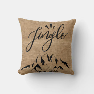 Hygge Christmas Decor - Jingle Mountains Burlap Lk Cushion