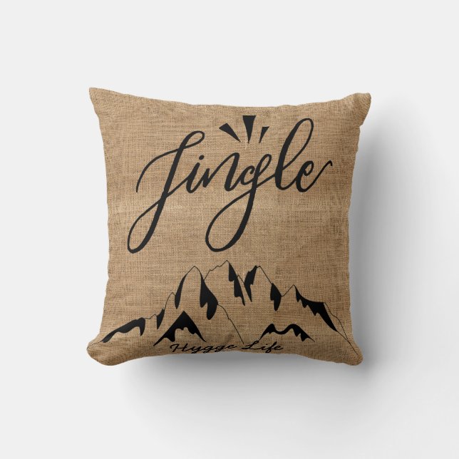 Hygge Christmas Decor - Jingle Mountains Burlap Lk Cushion (Front)