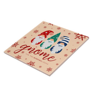 Hygge Christmas Gnome for the Holidays Snowflakes Ceramic Tile