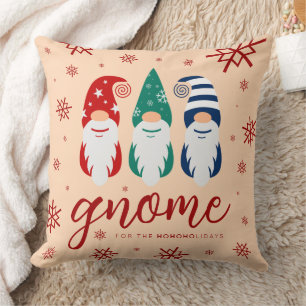 Hygge Christmas Gnome for the Holidays Snowflakes Cushion
