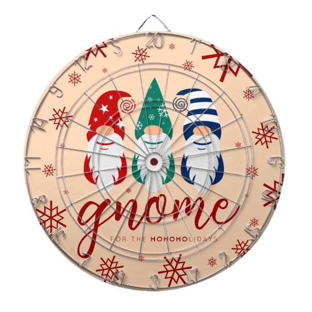 Hygge Christmas Gnome for the Holidays Snowflakes Dartboard (Front)