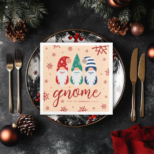 Hygge Christmas Gnome for the Holidays Snowflakes Napkin