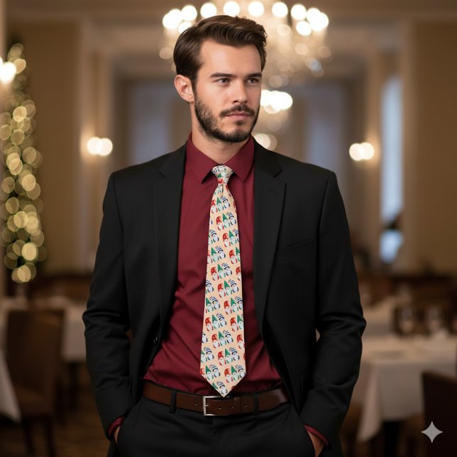 Hygge Christmas Gnome for the Holidays Snowflakes Tie (Gnome for the Holidays Necktie Cover Photo)