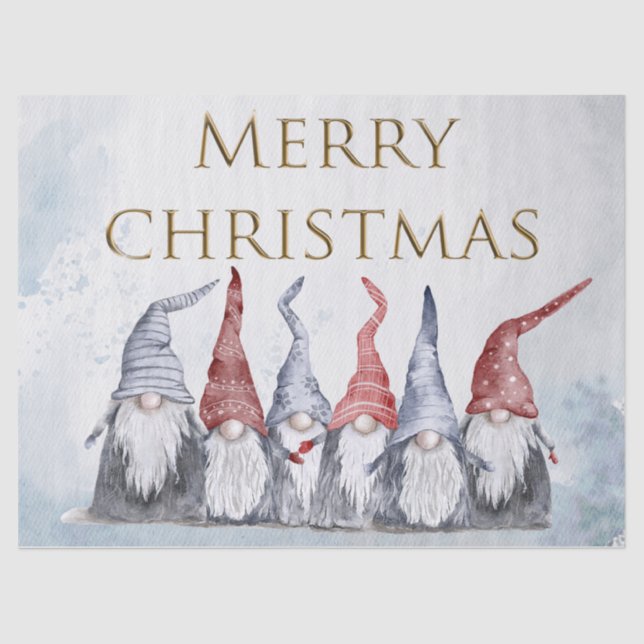 Hygge Christmas Holiday Gnomes Tissue Paper (Front)