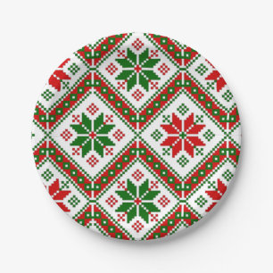 hygge cottagecore christmas poinsettia paper plate