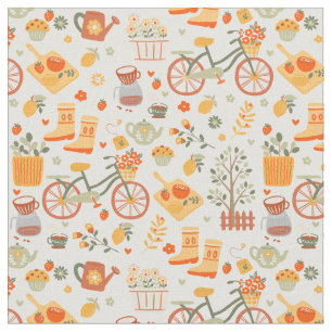 hygge cottagecore tea garden bicycle fabric