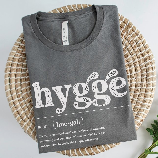Hygge Definition Nordic Floral Cosy Inspirational T-Shirt (Hygge Definition Cozy Danish Scandinavian comfort inspirational meaning t-shirt gift  asphalt gray)