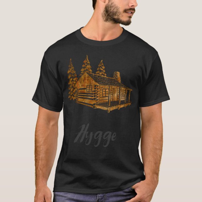 Hygge Design Of A Cosy Cabin By Woodland Doodles T-Shirt (Front)
