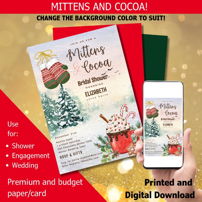 Hygge Mittens and Cocoa Winter Bridal Shower Invitation (Creator Uploaded)