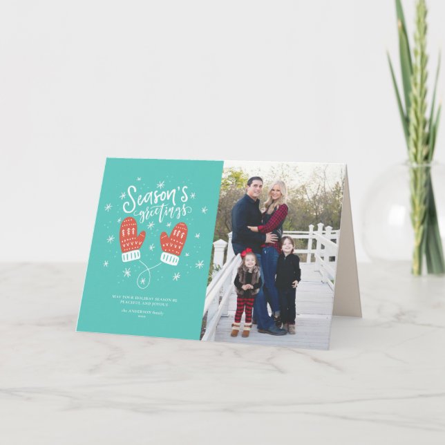 Hygge Mittens Christmas Holiday Folded Card (Front)