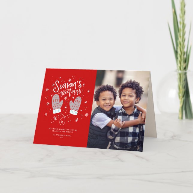 Hygge Mittens Christmas Holiday Folded Card (Front)