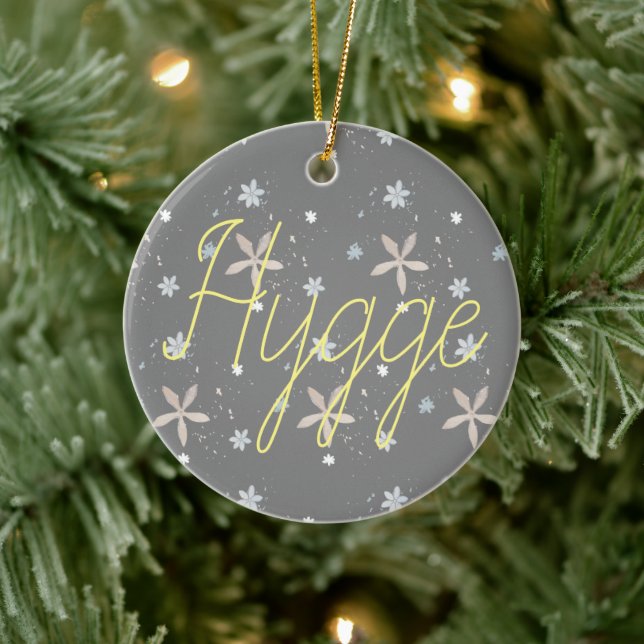Hygge Snow Flowers Customisable Ceramic Ornament (Tree)