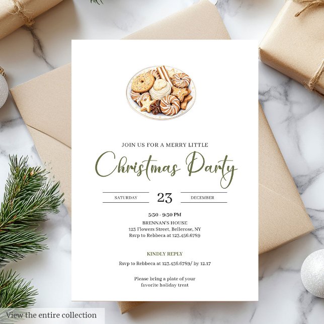 Hygge Style Olive Green Minimalist Christmas Party Invitation (Hygge Style Olive Green Minimalist Christmas Party

)