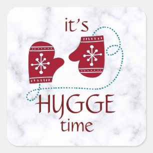 Hygge Time Nordic Red Mittens Vintage  Square Sticker